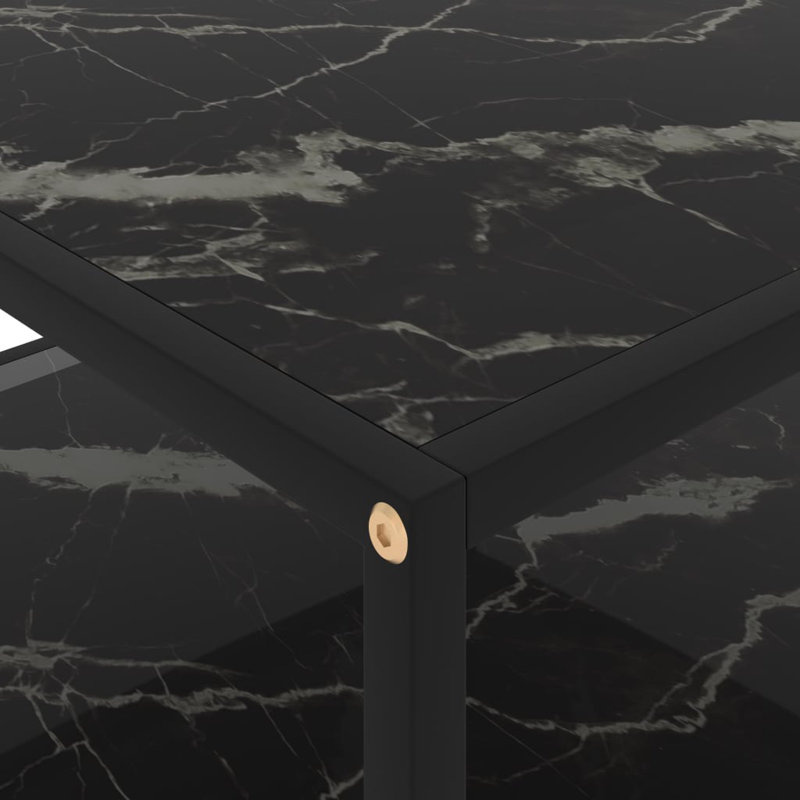 Table basse à cadre simple avec rangement, H 13,8 po x L 31,5 po x l 31,5 po, Noir / gris