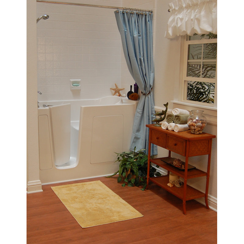 52 " L x 52 " W Walk-in and Mounting / Installation Required Air Fiberglass Bathtub with Faucet