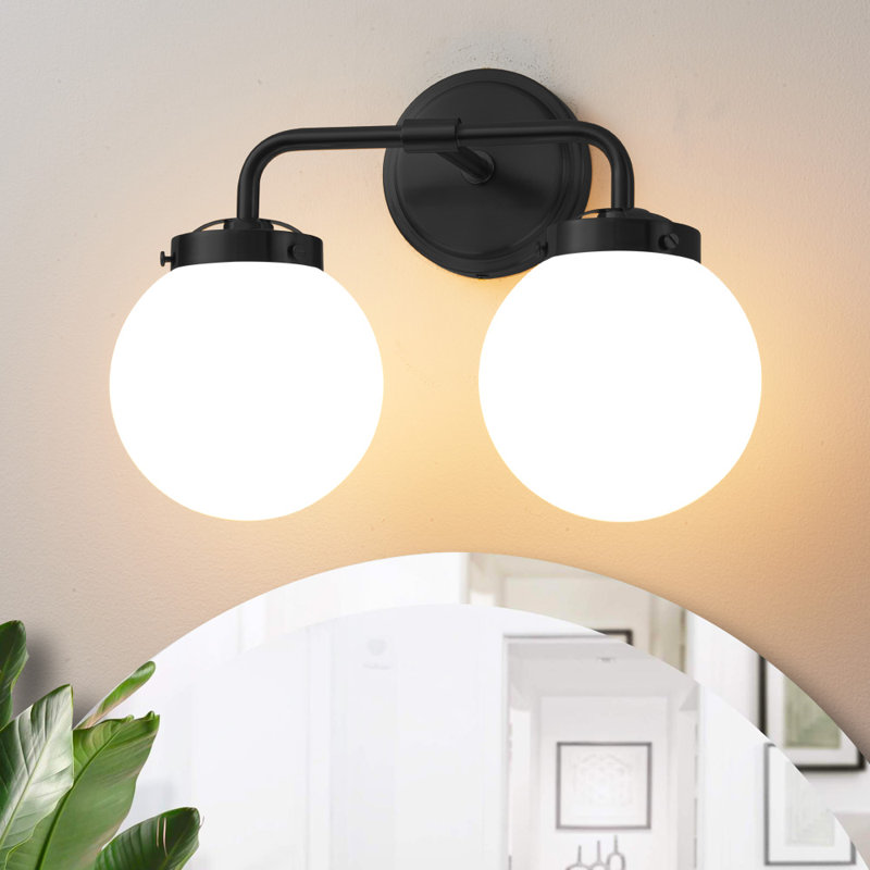 Éclairage pour meuble-lavabo à intensité variable Jaxon, ampoules non incluses, Noir mat, 2