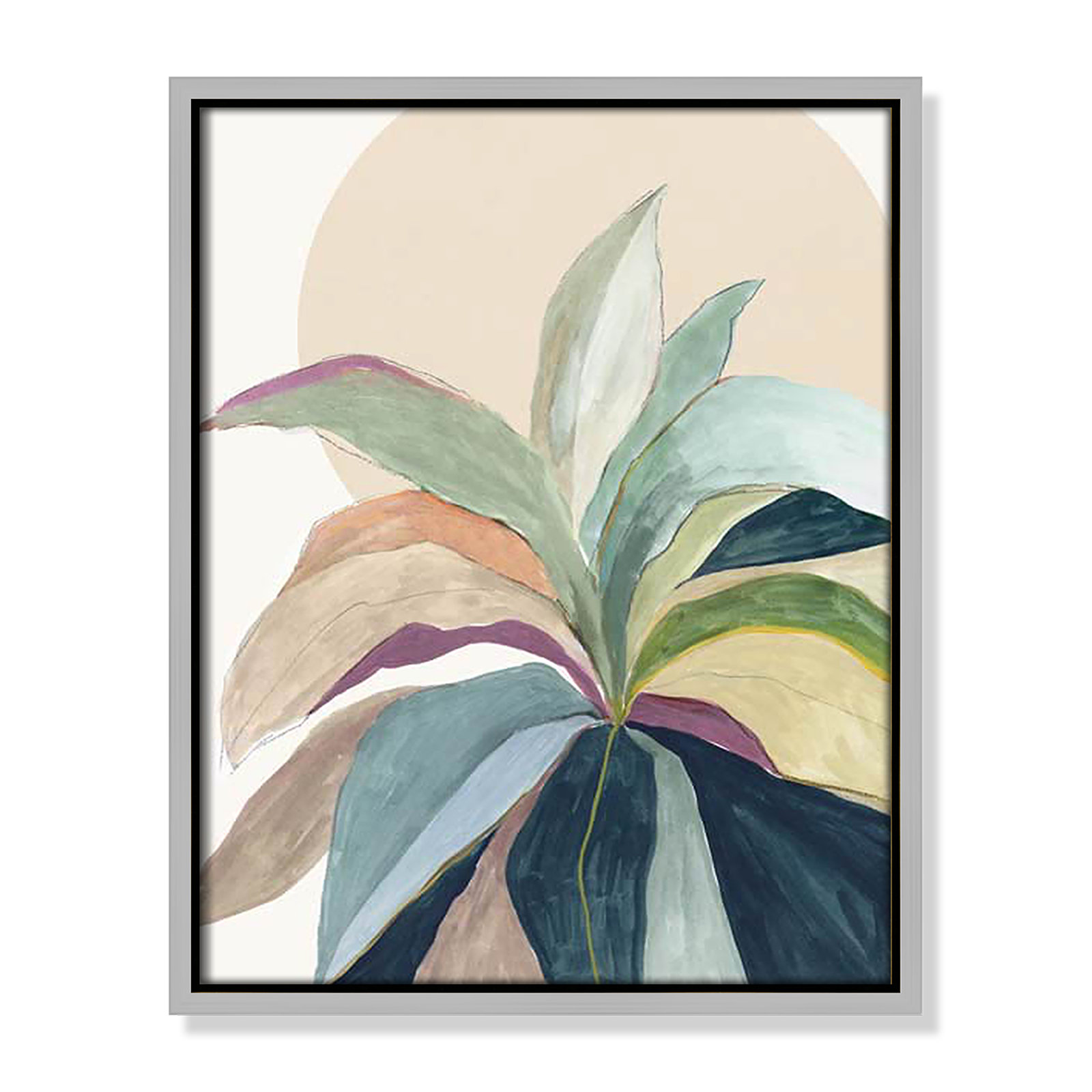 Sherbrooke Sunny Bright Leaves II by Asia Jensen Print, No Mat, 15.5" H x 12.5" W x 2" D, Silver Floater Framed