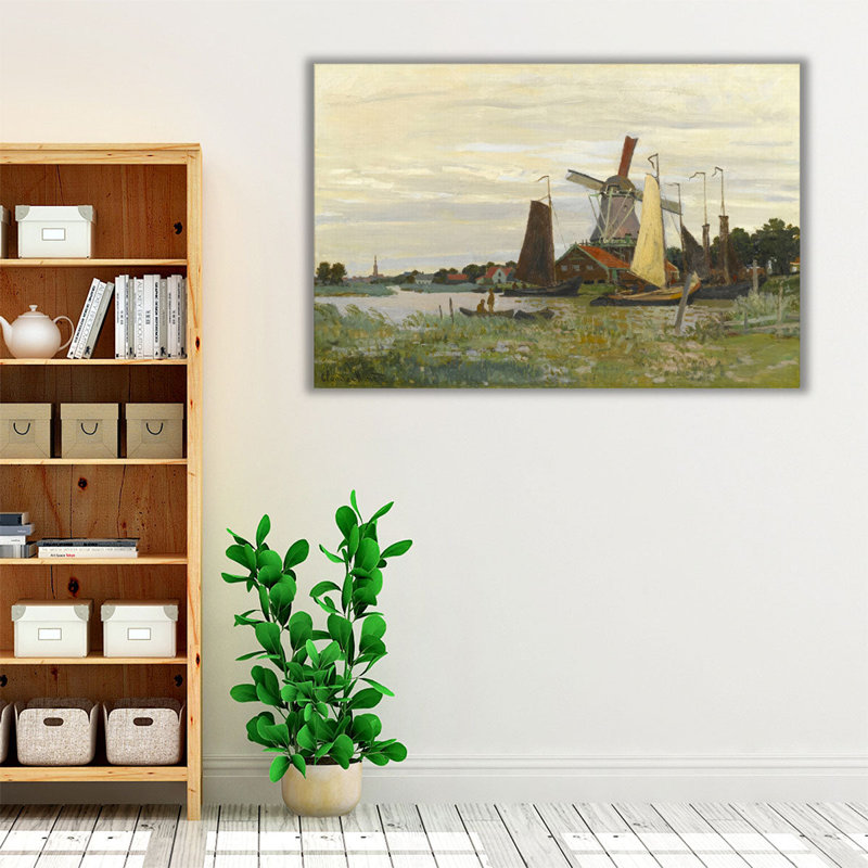 A Windmill in Zaandam, 1871, reproduction d'art sur toile, H 40 po x l 60 po
