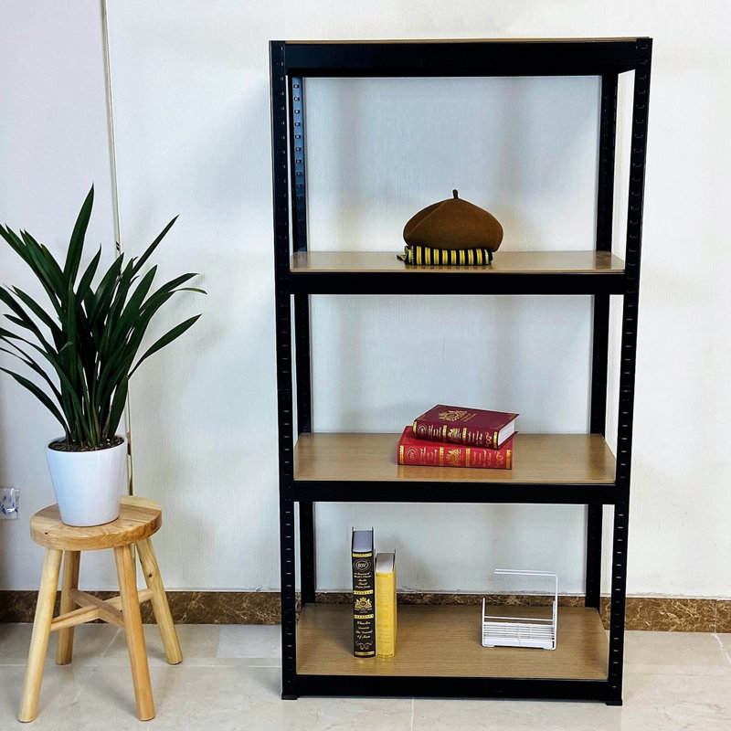 Étagère de rangement réglable à 4 niveaux avec cadre en métal et planches stratifiées l 31,5 po x P 16,7 po, Noir