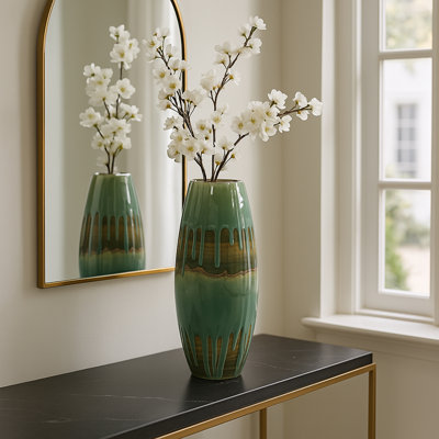 Handcrafted Pottery and Metal Decorative Vase with Textured Detailing