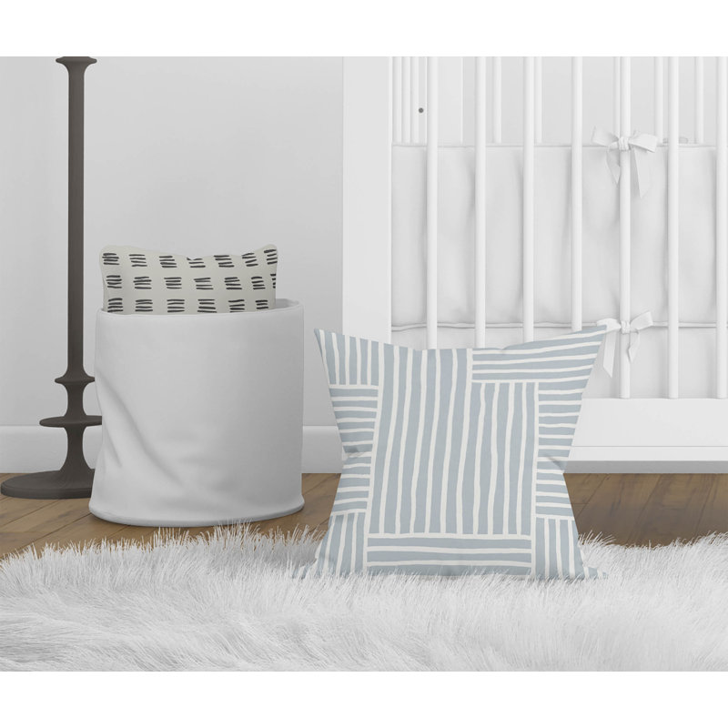 Coussin Grid Puz, Bleu ardoise / bleu géométrique, H 18 po x l 18 po