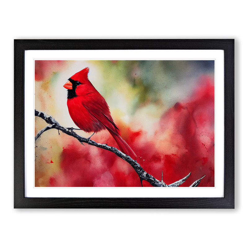 Cardinal Bird Vol.15 - Single Picture Frame Print, Black Framed, 34cm H x 46cm W x 2cm D
