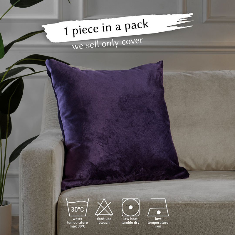 Housse de coussin en velours mat 1pc, Carré 18 po, Rebecca - mauve