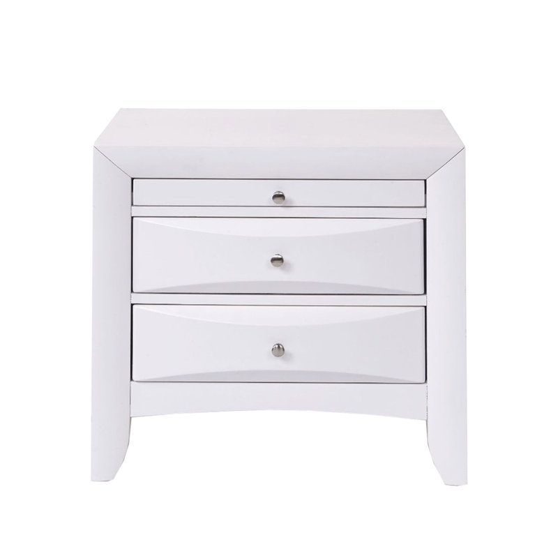 Table de chevet blanche en bois avec 2 tiroirs et 1 plateau pour chambre à coucher en deux