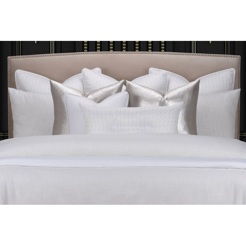 Lumiere Truffle Microfiber Reversible Mid-Century Modern Duvet Cover & Insert, White