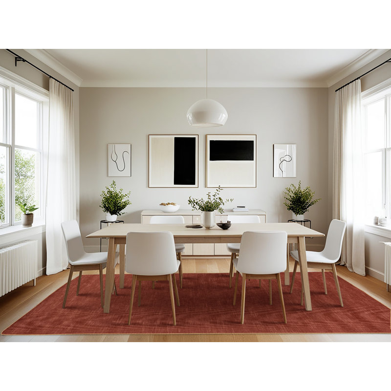 Machine Washable Solid Brown Area Rug, Rectangle 7' x 10'