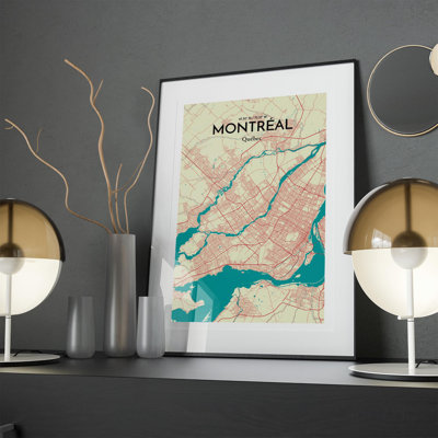 « montréal city map », reproduction d’impression sur affiche en tricolore