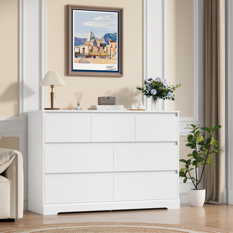 Commode 7 tiroirs l 47,2 po Kirklyn, Blanc