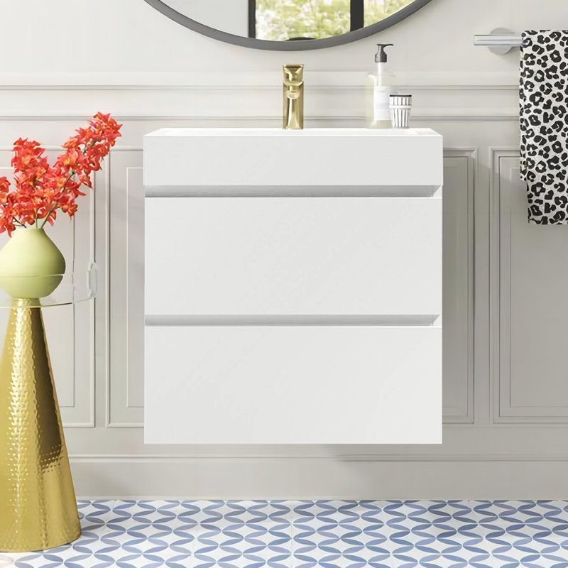Emanoil 24'' Single Bathroom Vanity with Solid Surface Top