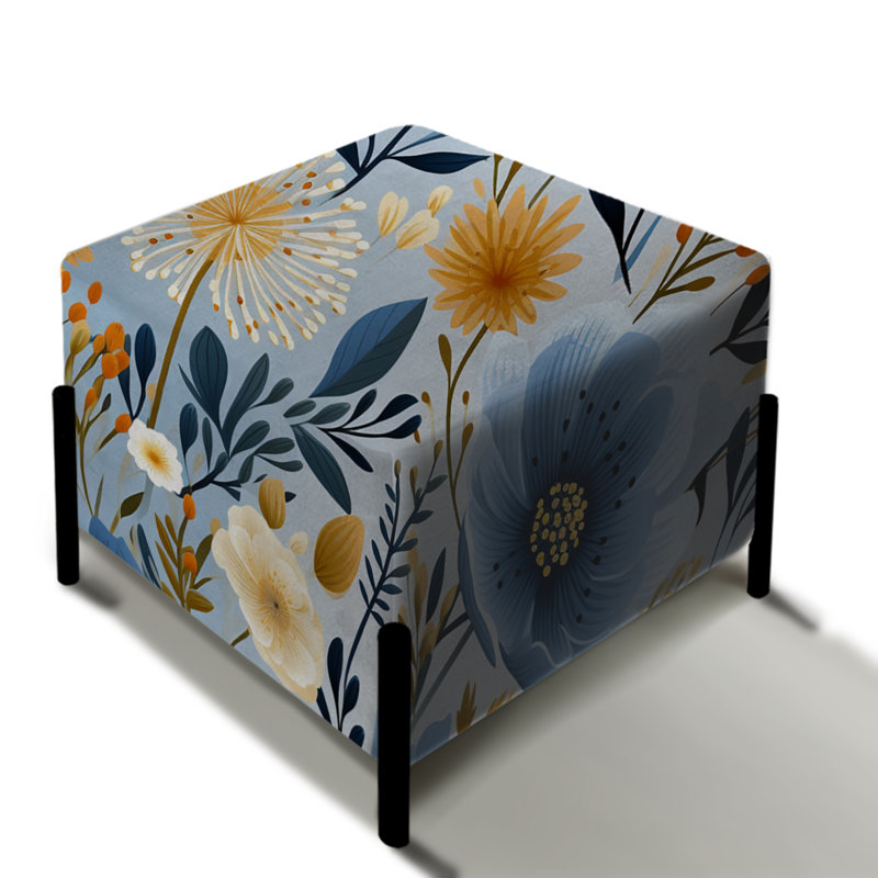 Motif floral bleu bohème chic - repose-pieds carré floral