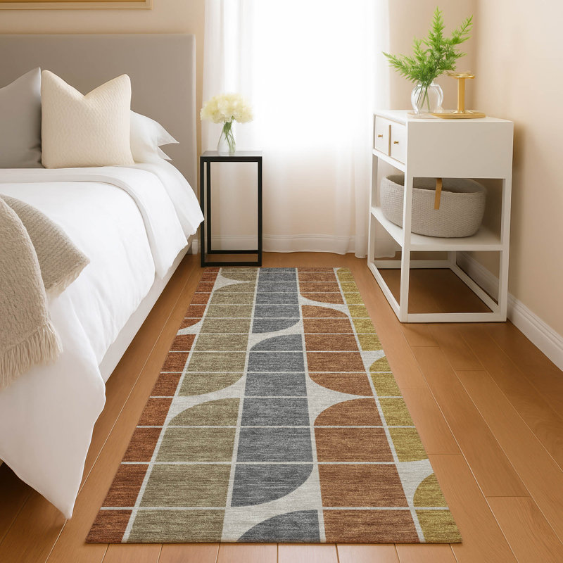Machine Washable Indoor/Outdoor Lockway ACN2418 Mid-Century Modern Rug, Runner 2'3" x 7'6"