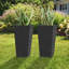 Tali 24" Tall Rectangular Concrete Metal Indoor Outdoor Tapered Planters w/ Drainage Hole, Modern Style for Home and Garden-674507637-674507639