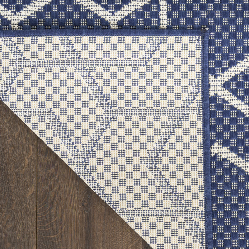 Reidy Modern Indoor/Outdoor Rug, Rectangle 5' x 7', Navy