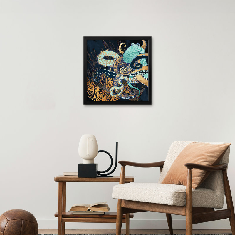 Affiche encadrée métallique Premium Octopus II par Space Space Designs, H 16 po x l 16 po
