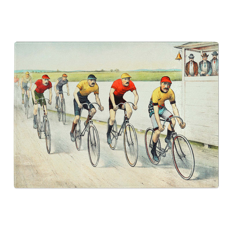 Tempered Glass Bicycle Race by John Cameron Chopping Board, 28.5cm W x 20cm L
