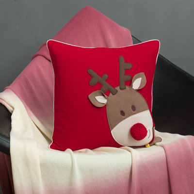 Christmas Cute Reindeer Decorative Throw Pillow Cover 18 x 18 inches