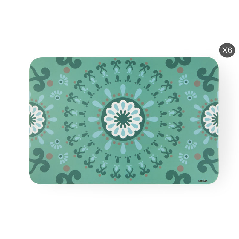 Mandala Polypropylene Plastic Abstract Rectangle Placemat And Napkin Set