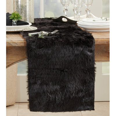 Chynia Faux Fur Polyester Rectangle Table Runner