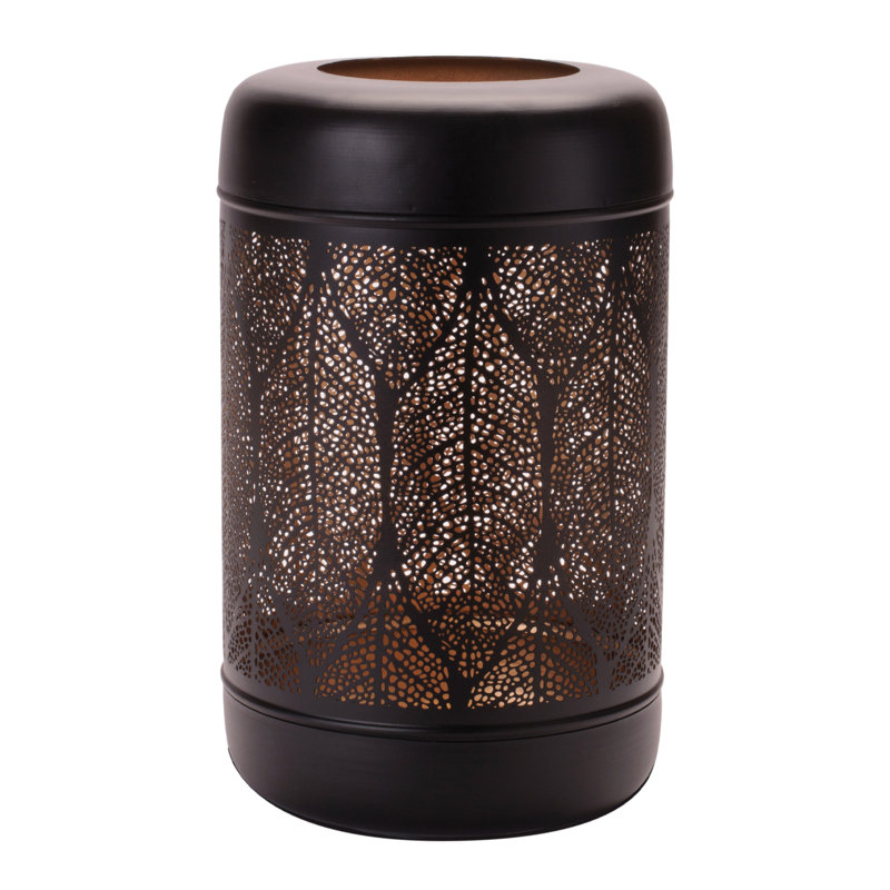 Cut Metal Leaf Pattern Lantern 13"H, 13.45" H x 8.25" W x 8.2" D