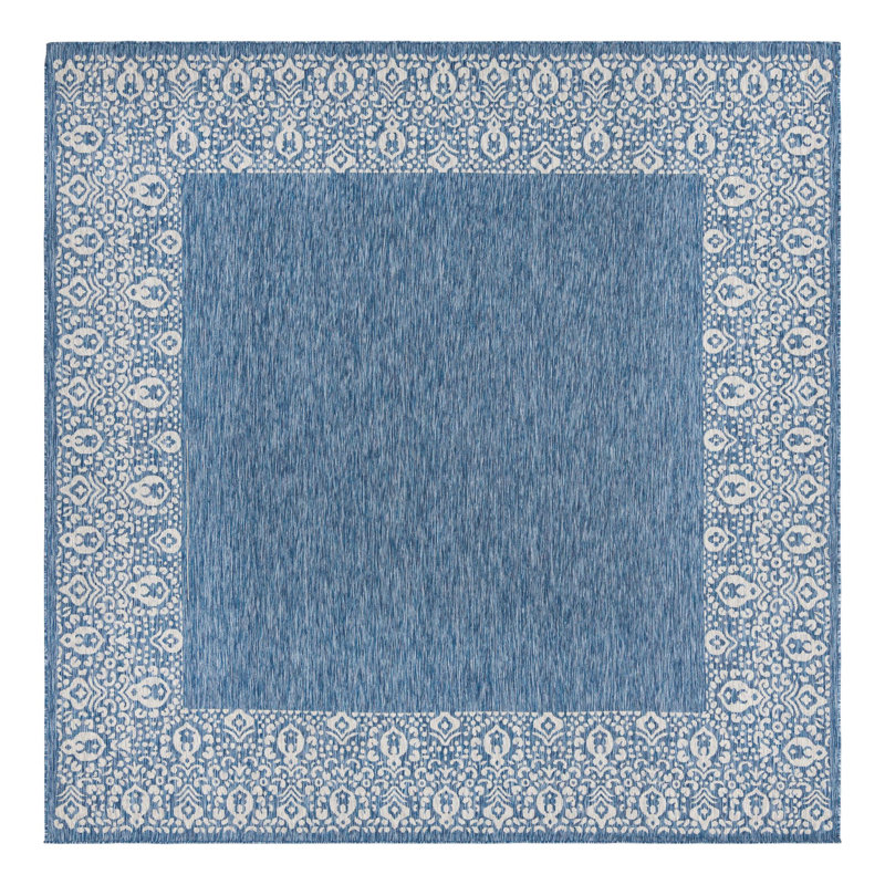 Tapis intérieur / extérieur bleu Lamere, Carré 10 pi 8 po