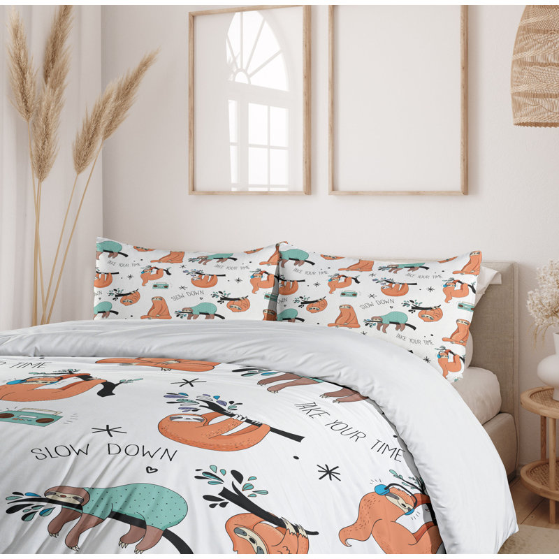 Sloth Eclectic Polyester Duvet Cover, King