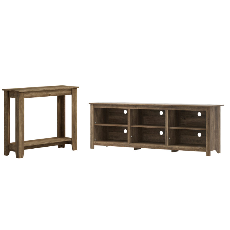 Inniss Transitional 2 Piece Living Room Entertainment Set, Knotty Oak