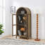 Armoire de rangement arquée avec lampe et cloisons en verre réglables