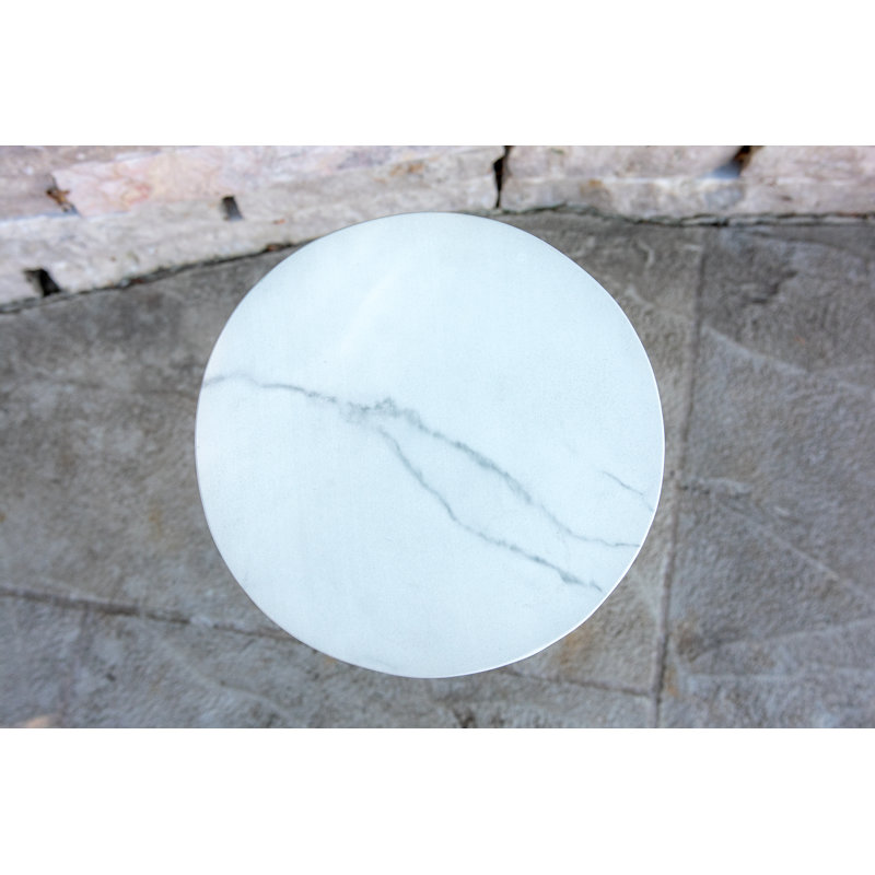 Table basse en teck et marbre, Blanc