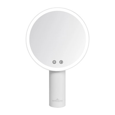 Gravity Tritone Travel LED Handheld Makeup Mirror, Portable Vanity Mirror With Light And Adjustable Tilt