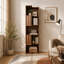 Bibliothèque d'angle - Bibliothèque d'angle à 5 niveaux avec chicane cannelée, présentoir autoportant en forme de L pour bureau à domicile, salon, chambre à coucher, cuisine