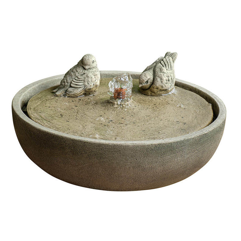 Chrisalyn Hand Crafted Weather Resistant Birdbath Fountain, English Moss