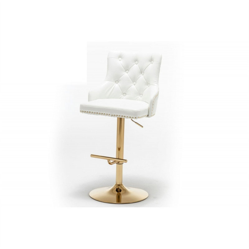 Tabouret de bar pivotant réglable avec base (sans la table), Blanc