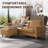 100" Faux Leather Couch With Movable Ottoman, 3 Seater L Shaped Pu Leather Sofa With Side Pocket-58329382