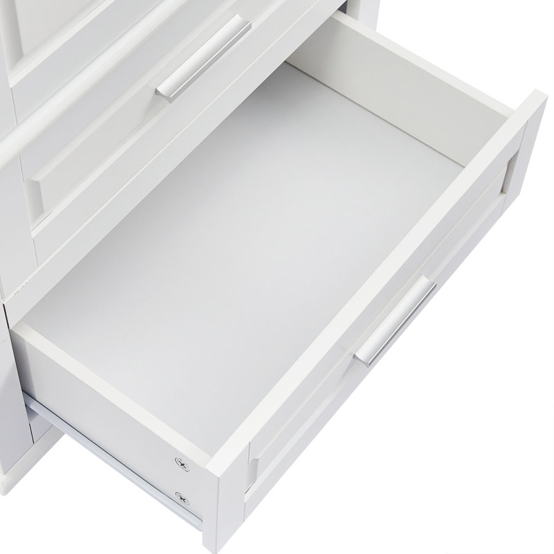 Accent Cabinet, Tall Storage Cabinet with Two Drawers, White