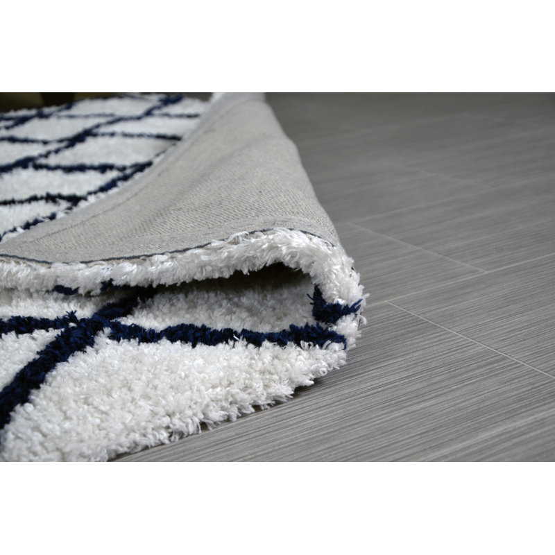 Tapis blanc touffeté géométrique fait main Coggan