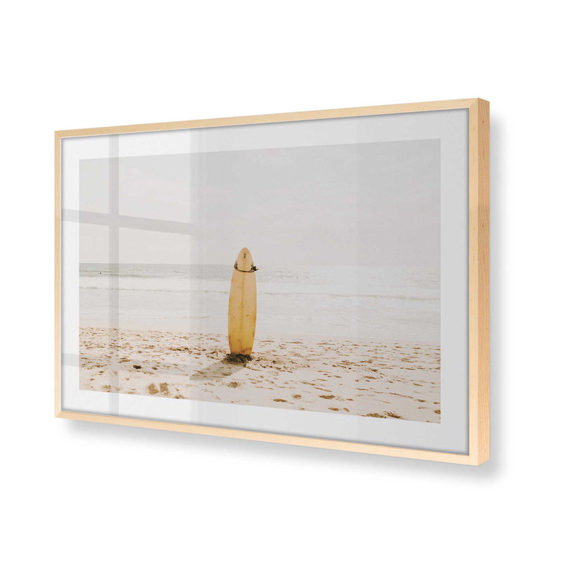 Impression Solitaire Surf II, Érable brut encadré, H 19 po x l 25 po x P 1,25 po