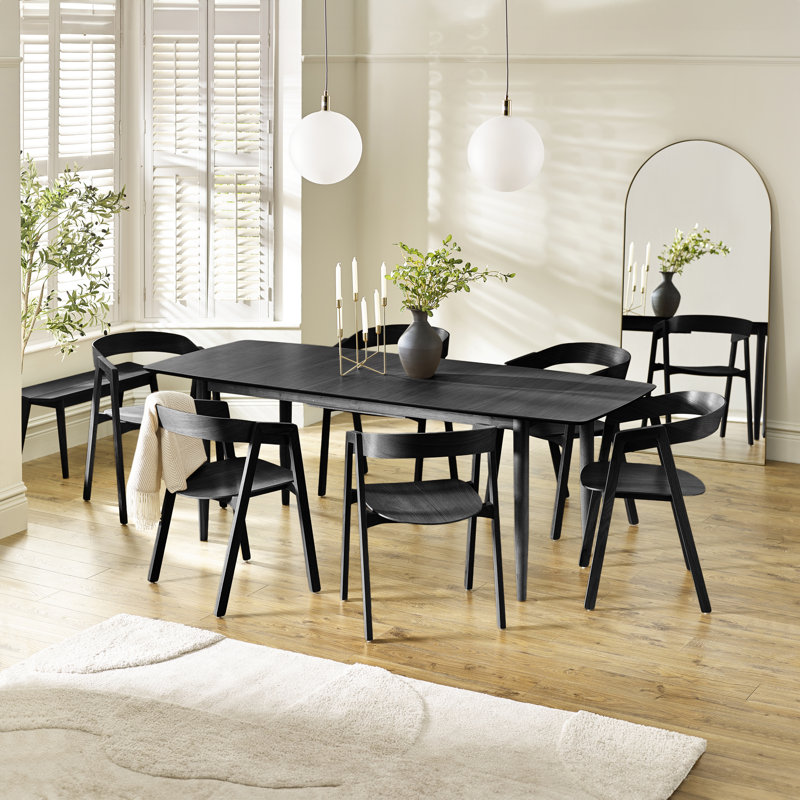 Eriksson Rectangular Solid Wood Extending Table With Arvey Veneer Chairs - Responsibly Sourced, 7 Pieces: Table, 6 Chairs