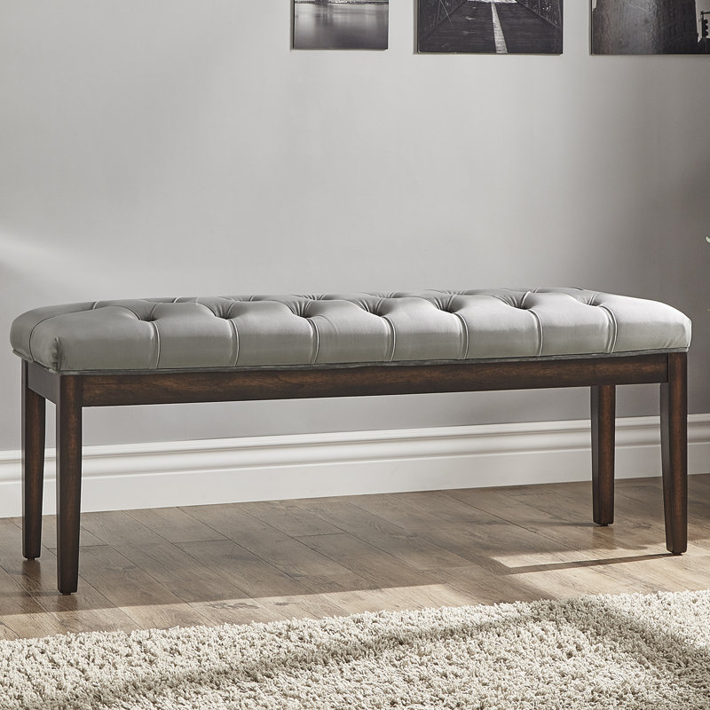 Banc en bois Dukinfield, Velours gris, Espresso
