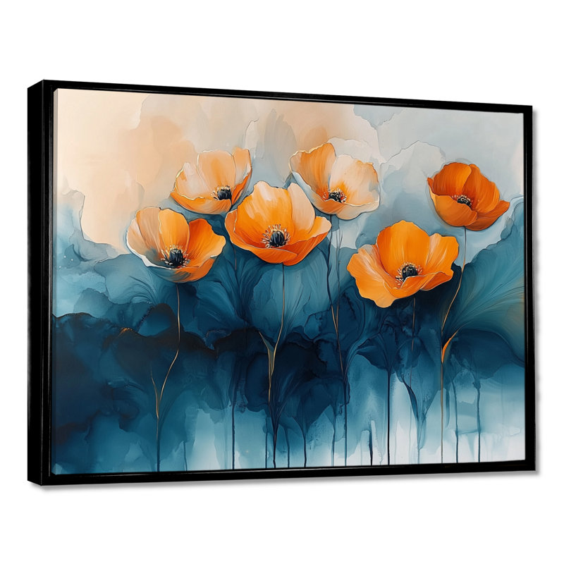 Aquarelle de fleurs de renoncule, rivière I - Renoncule, art mural, H 30 po x l 40 po, Noir, noir, noir, noir