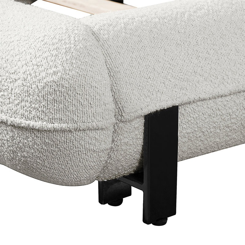 Structure de lit tapissier grand avec tissu et pieds Boucle
