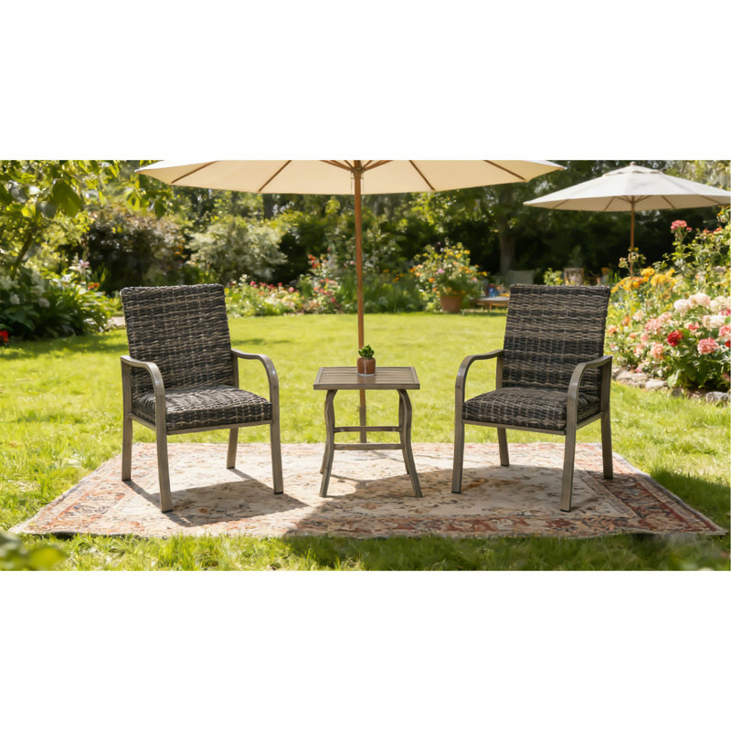2PC Outdoor  Dining Chair, Hand -painted frame, water washed cotton  Seat for Garden, Backyard, Poolside