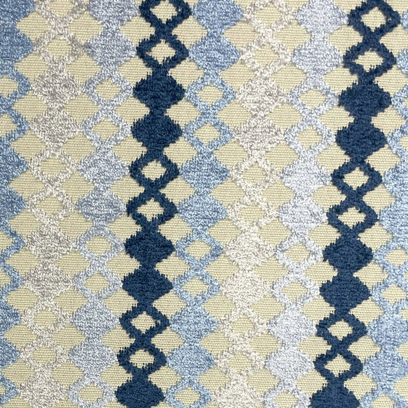 Coussin Plutus Grand Manor, H 26 po x l 26 po, Bleu / gris / rayé bleu marine, Carrée