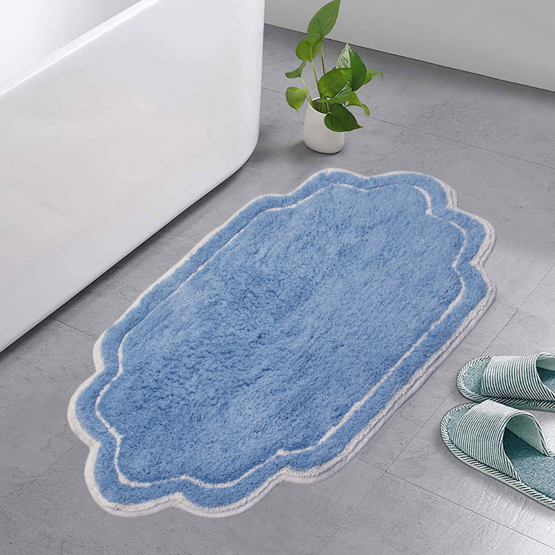 Tapis pour salle de bain Dobrinka, Bleu, 21 po x 34 po (rectangulaire)