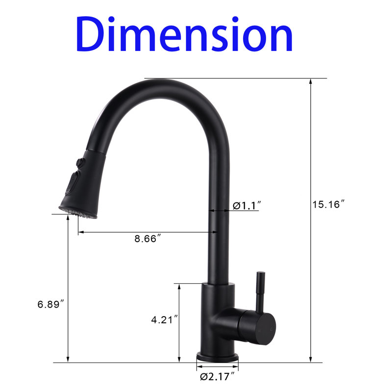 ESHOO Pull Down Kitchen Faucet, Matte Black