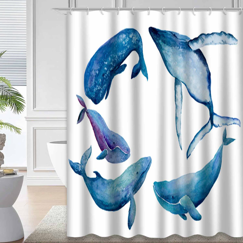 Rideau de douche bleu imperméable, rideaux de douche pour la salle de bain avec 12 crochets, 72" L x 72" W