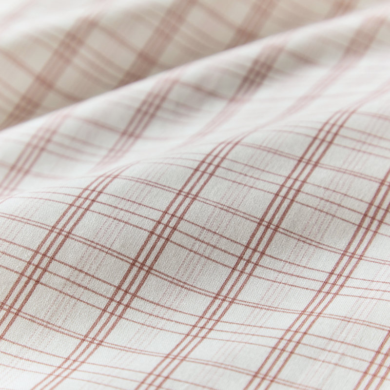 Tranquil Check Duvet Cover Set, Pink Chequered, Kingsize Duvet Cover + 2 Pillowcases