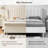 54" Velvet Scroll Wingback Queen Sleigh Bed Frame with Vintage Walnut Legs, No Box Spring Needed, Cream-253526930-253526931